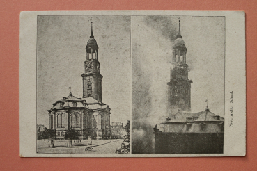 Ansichtskarte AK Hamburg 1906 Michel Michaelis Kirche Brand Katastrophe vorher während Architektur Ortsansicht